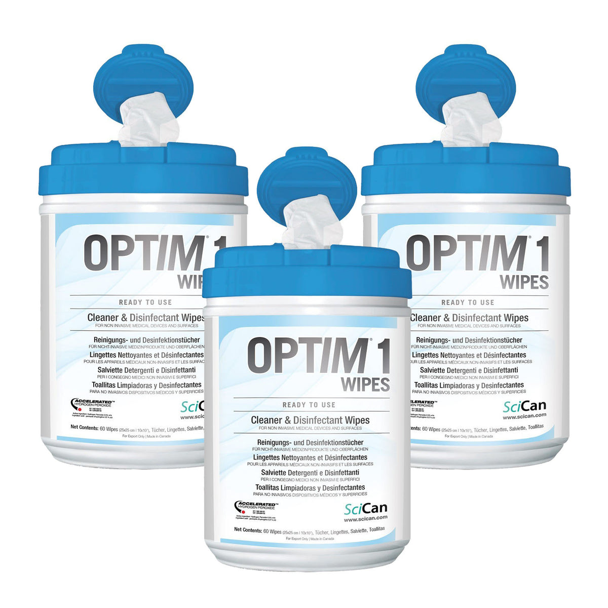 Optim1 Label OPTIM 1 One-Step Disinfectant Wipes 3 Cans - 3 x 160 Sheets - 6